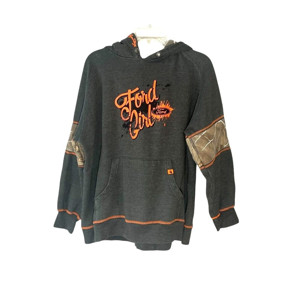 Legendary Women's FORD GIRL Hoodie Sweatshirt Gray/Camo Size 2XL
